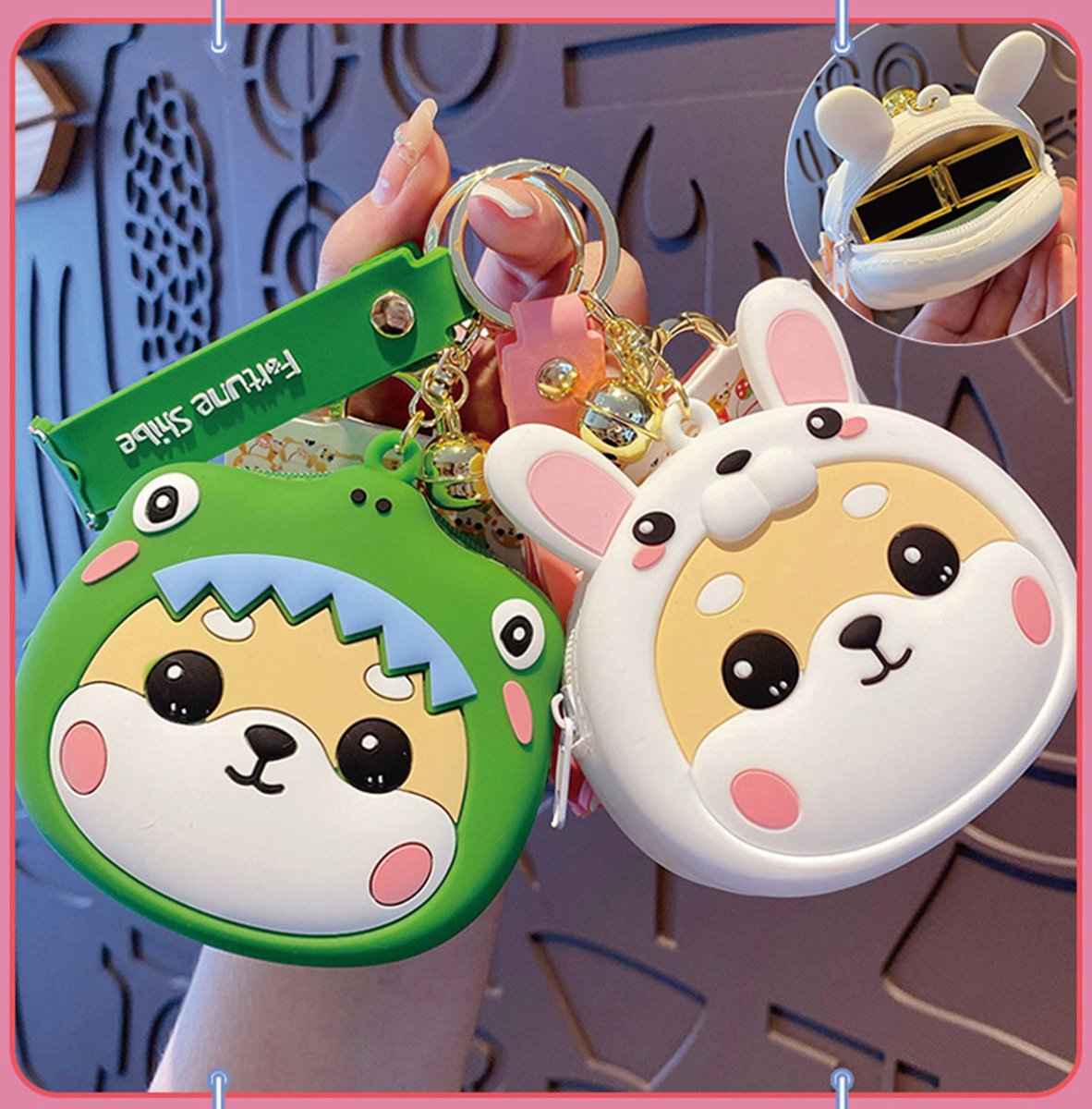 Shiba Inu Coin Purse Keychain – Kawaii Zippered Pouch | Cute Bag Accessory