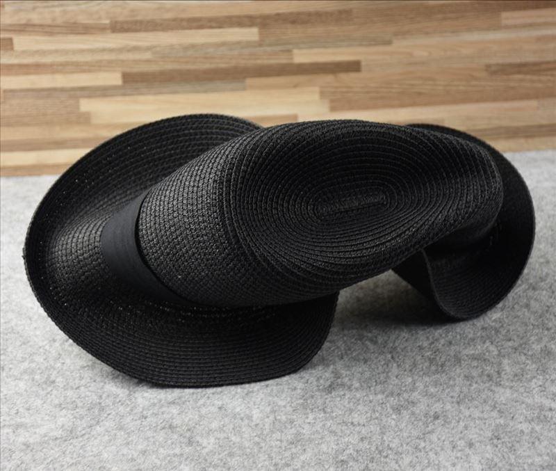 Unisex Wide Brim Straw Fedora Hat – UV Protection