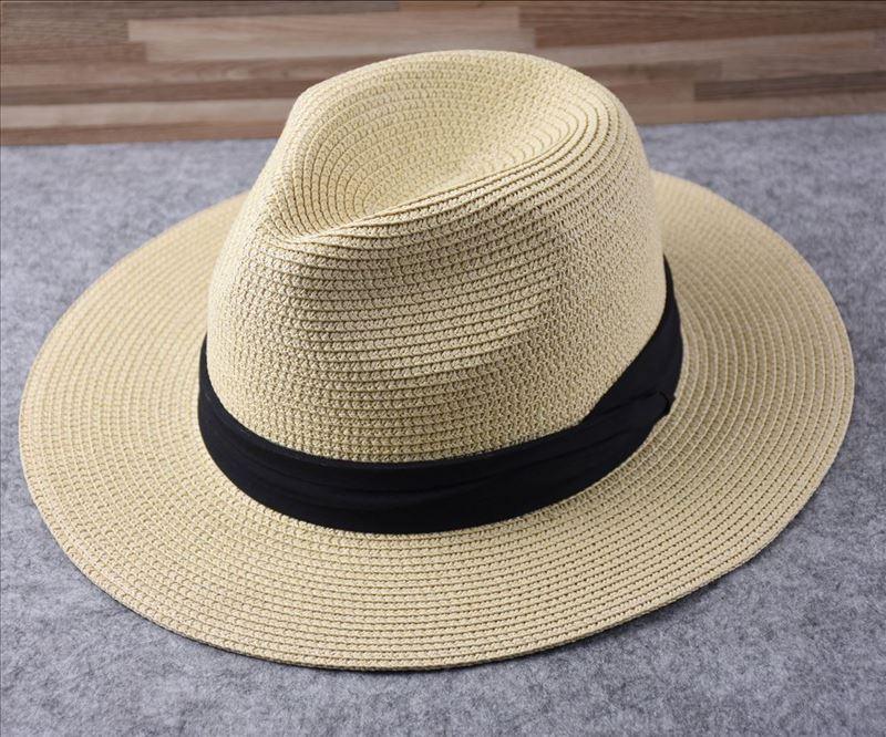Unisex Wide Brim Straw Fedora Hat – UV Protection