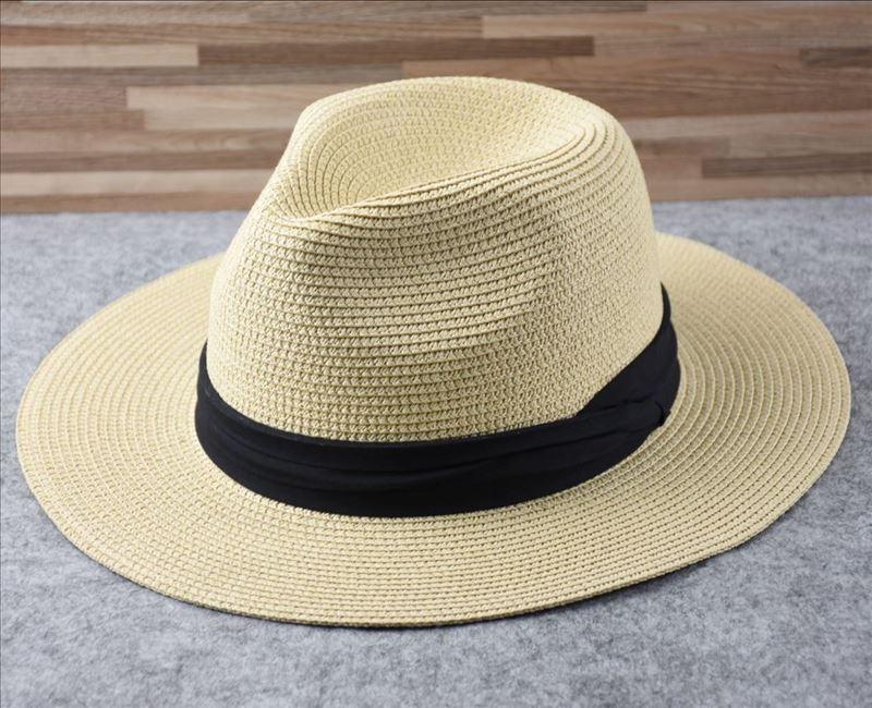 Unisex Wide Brim Straw Fedora Hat – UV Protection