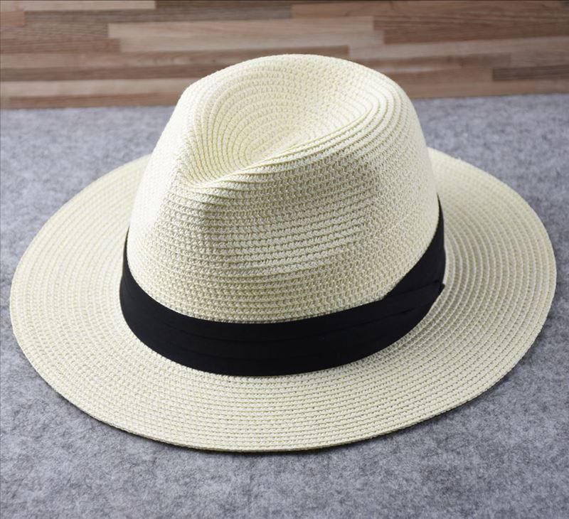 Unisex Wide Brim Straw Fedora Hat – UV Protection