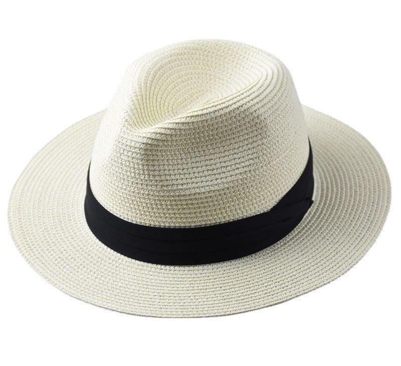 Unisex Wide Brim Straw Fedora Hat – UV Protection