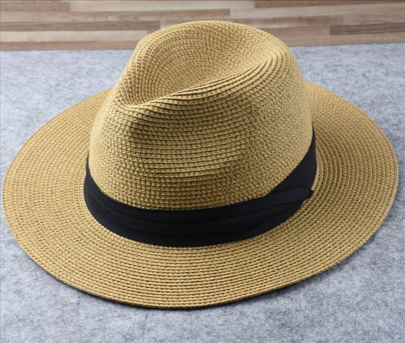 Unisex Wide Brim Straw Fedora Hat – UV Protection
