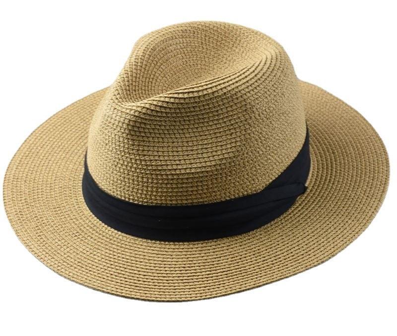 Unisex Wide Brim Straw Fedora Hat – UV Protection