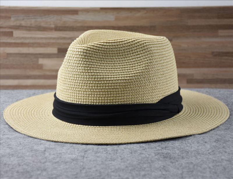 Unisex Wide Brim Straw Fedora Hat – UV Protection