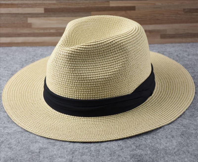 Unisex Wide Brim Straw Fedora Hat – UV Protection