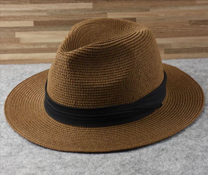 Unisex Wide Brim Straw Fedora Hat – UV Protection