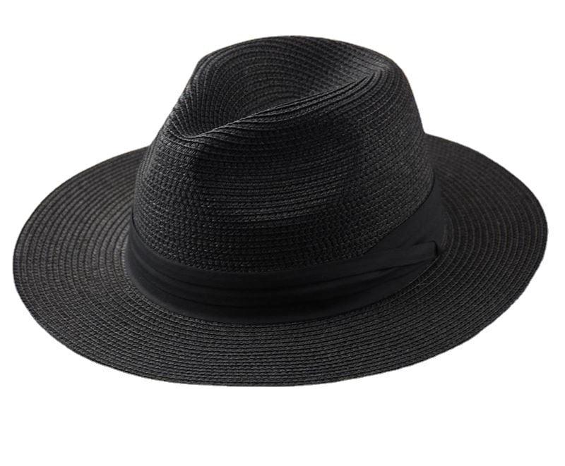 Unisex Wide Brim Straw Fedora Hat – UV Protection