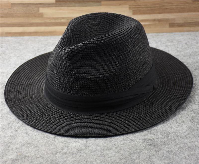Unisex Wide Brim Straw Fedora Hat – UV Protection