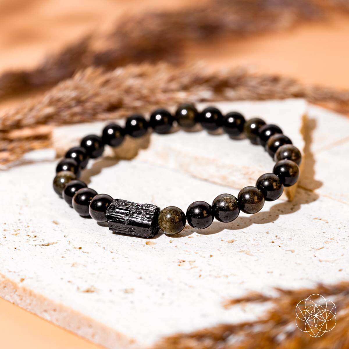 The Energy Protection Bracelet – Black Tourmaline & Golden Obsidian Crystal Jewelry