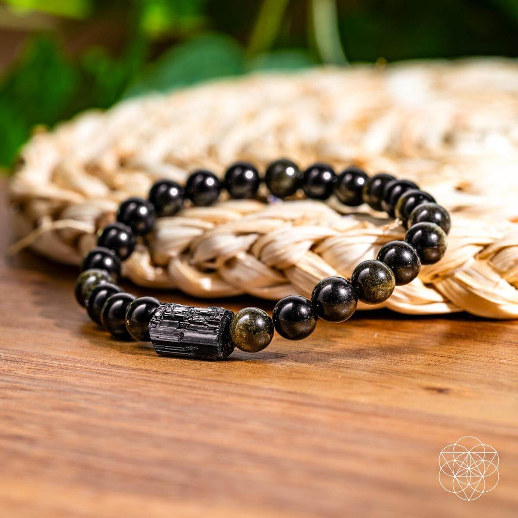 The Energy Protection Bracelet – Black Tourmaline & Golden Obsidian Crystal Jewelry