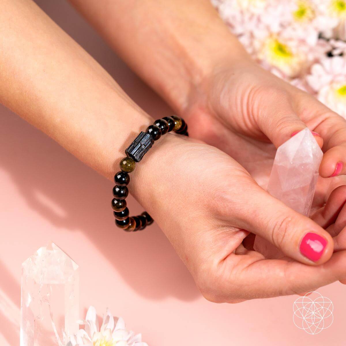 The Energy Protection Bracelet – Black Tourmaline & Golden Obsidian Crystal Jewelry