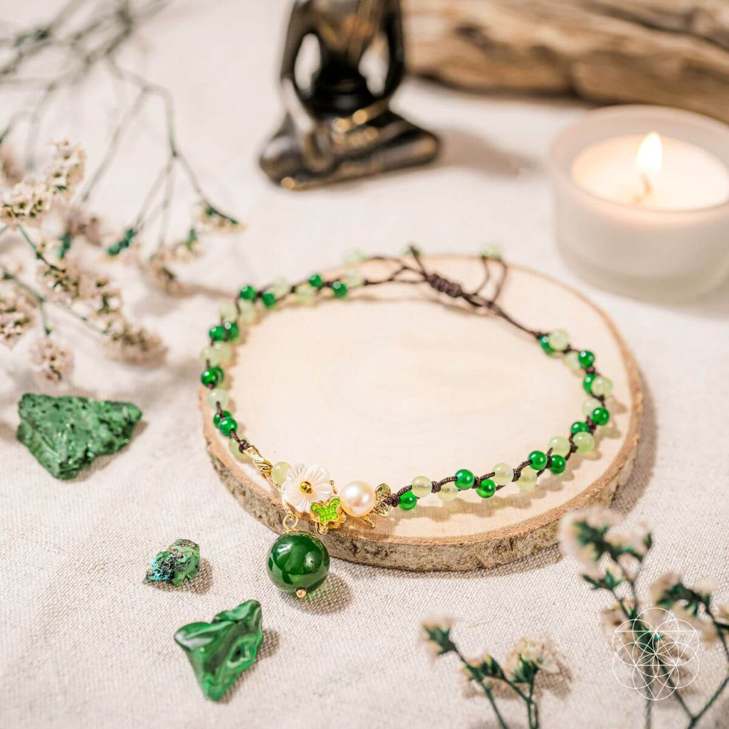 Jade & Agate Crystal Anklet – Financial Success Manifestation Jewelry