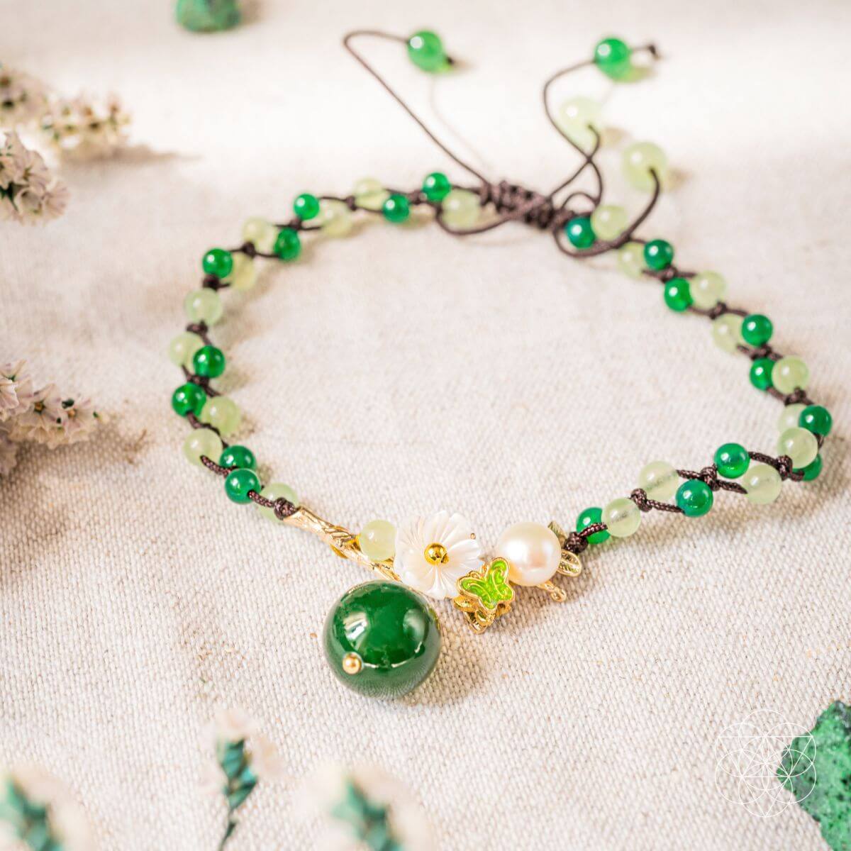 Jade & Agate Crystal Anklet – Financial Success Manifestation Jewelry