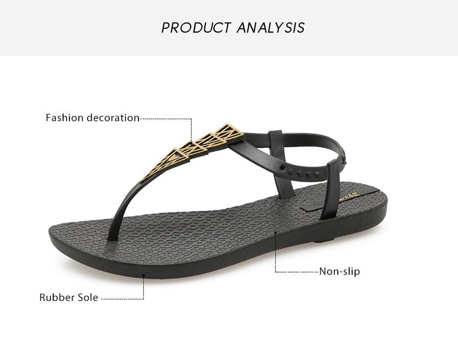 Women's Geometric T-Strap Flat Sandals