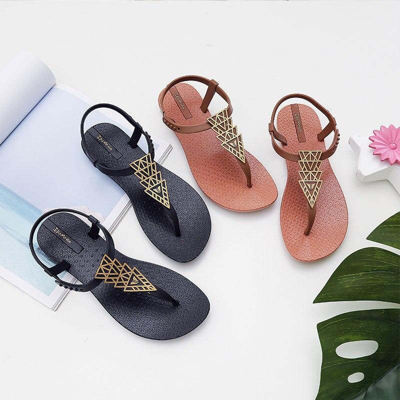Women's Geometric T-Strap Flat Sandals