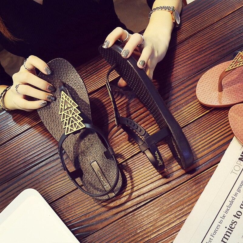Women's Geometric T-Strap Flat Sandals